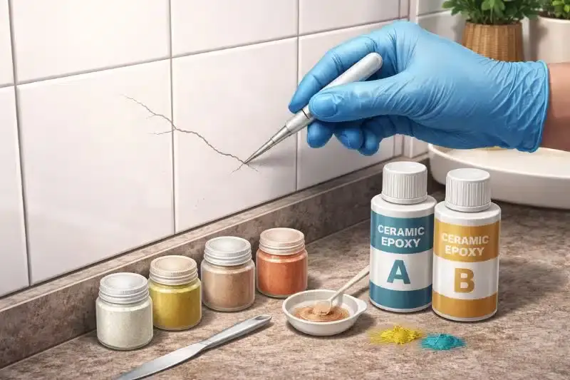 Consertando azulejos com resina