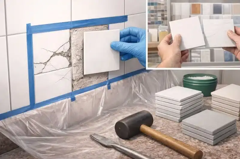 Trocando azulejos trincados na extremidade